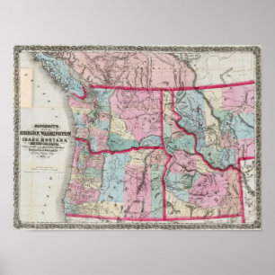 Bancroft's Map Of Oregon, Washington, Idaho Poster