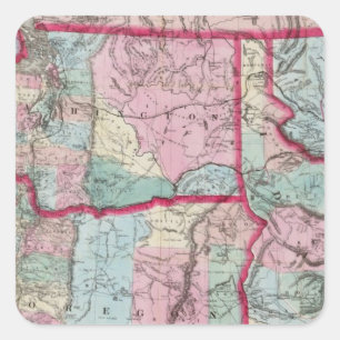 Bancroft's Map Of Oregon, Washington, Idaho Square Sticker