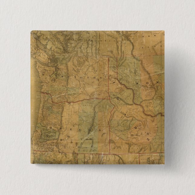 Bancroft's Map Of The Pacific States 2 Inch Square Button (Front)