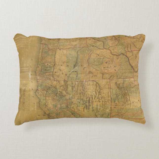Bancroft's Map Of The Pacific States Accent Pillow (Front)