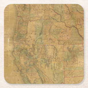 Bancroft's Map Of The Pacific States Square Paper Coaster