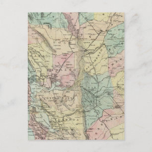 Bancroft's New Map Of Central California Postcard