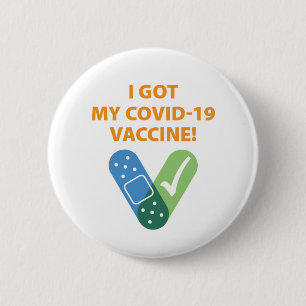 Band Aid Check I Got My Vaccine Button