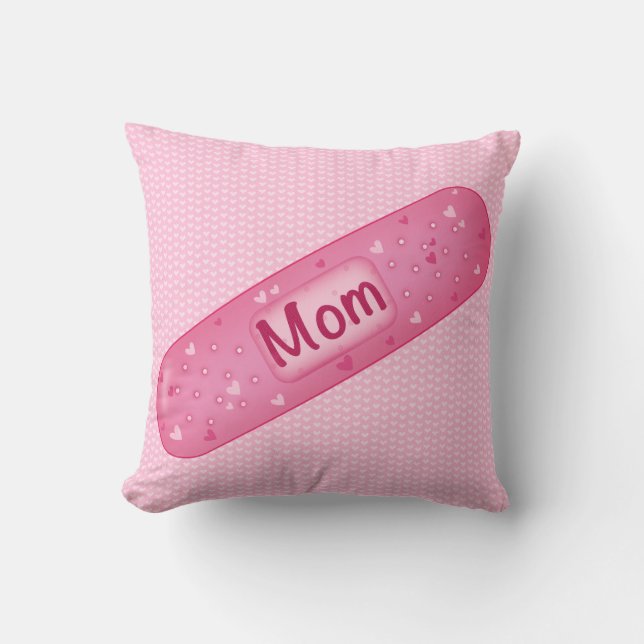   Band-aid mom  soft pink Cojín  Throw Pillow (Front)