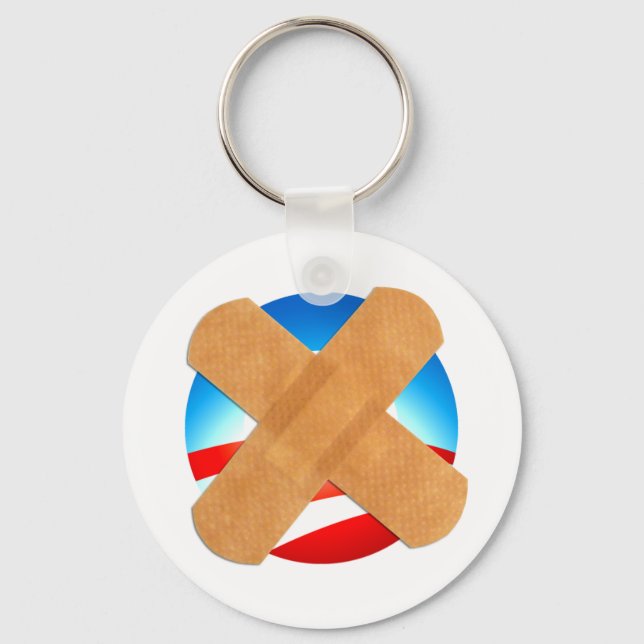 Band-aid No to Obamascare Keychain (Front)