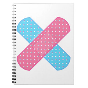 band aid pink blue notebook