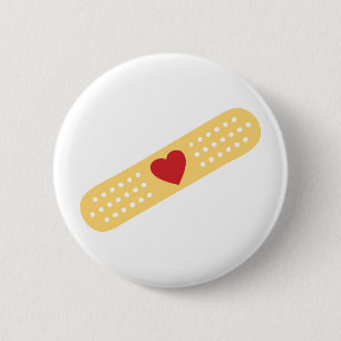 Band-Aid With A Red Heart 2 Inch Round Button