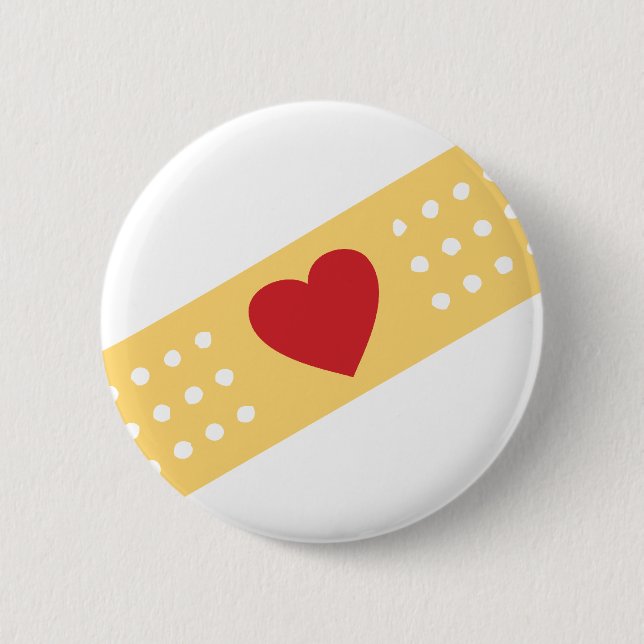 Band-Aid With A Red Heart 2 Inch Round Button (Front)
