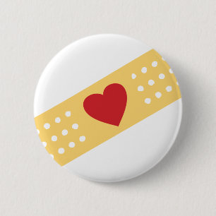 Band-Aid With A Red Heart 2 Inch Round Button