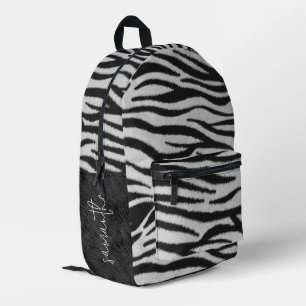 Band And White Realistic Zebra Stripes Animal Fur Printed Backpack