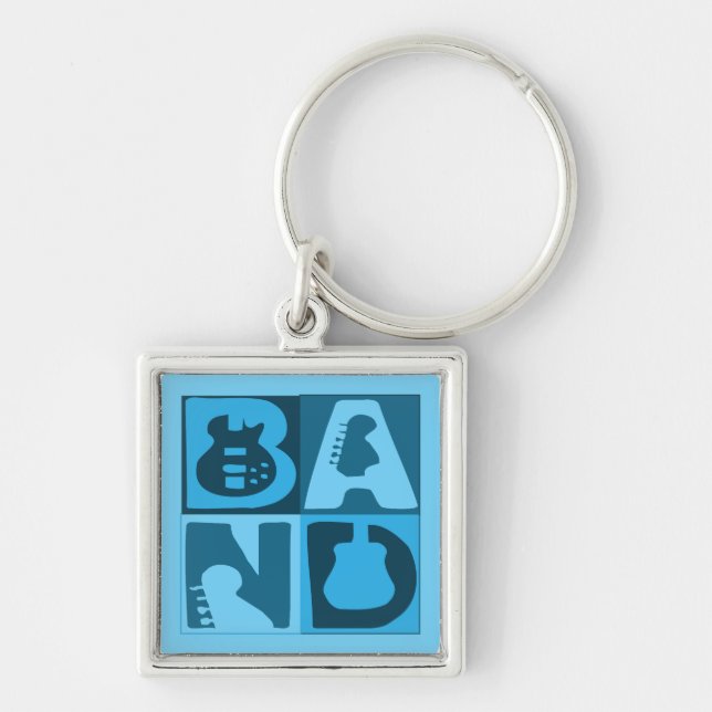Band Blocks Blue Keychain (Front)