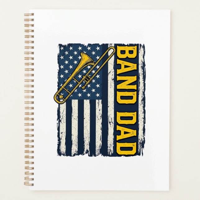 Band Dad Trombone American Flag Vintage Shirt Desi (Devant)