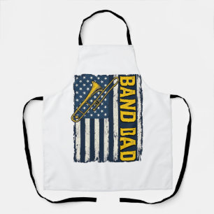 Band Dad Trombone American Flag Vintage Shirt Desi Apron