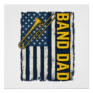 Band Dad Trombone American Flag Vintage Shirt Desi Poster