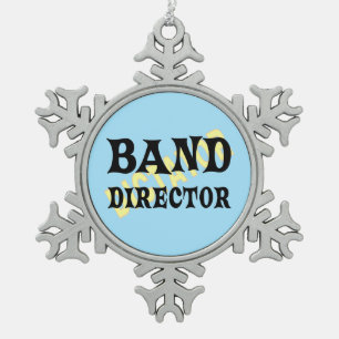 Band Director Dictator  Snowflake Pewter Christmas Ornament
