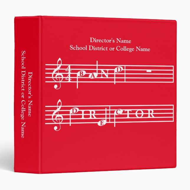 Band Director Personalized Gift Binder (Front/Spine)