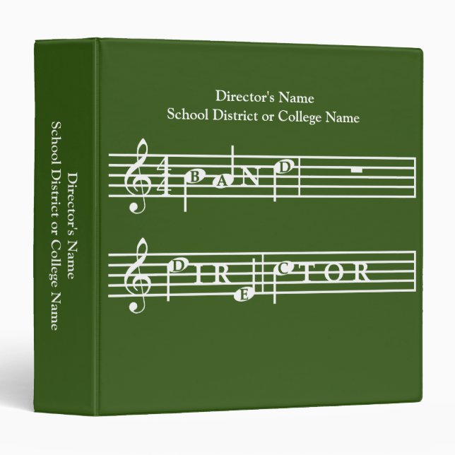 Band Director Personalized Gift Binder (Front/Spine)