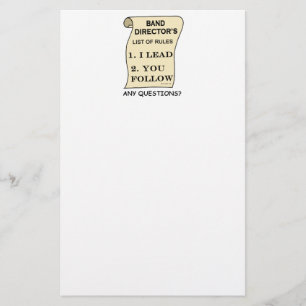 Band Director's List Of Rules Stationery