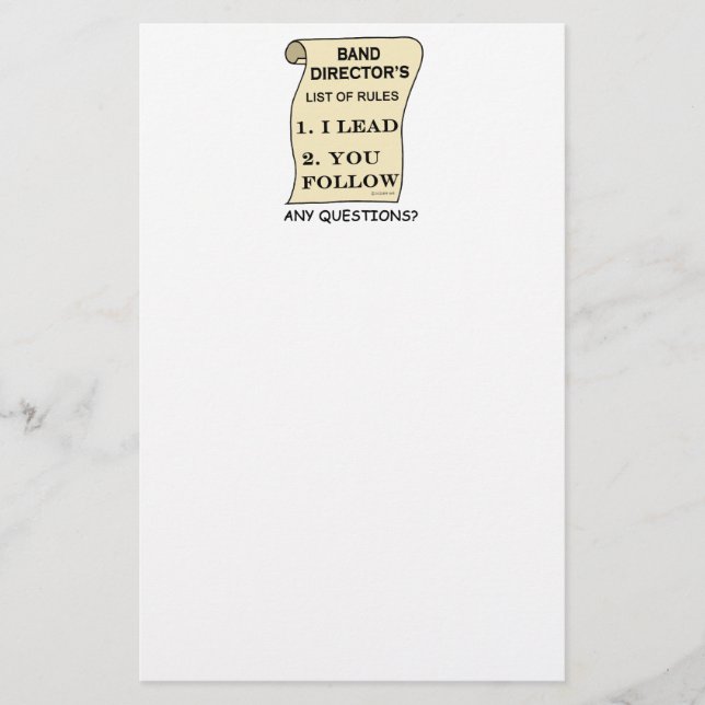 Band Director's List Of Rules Stationery (Front)