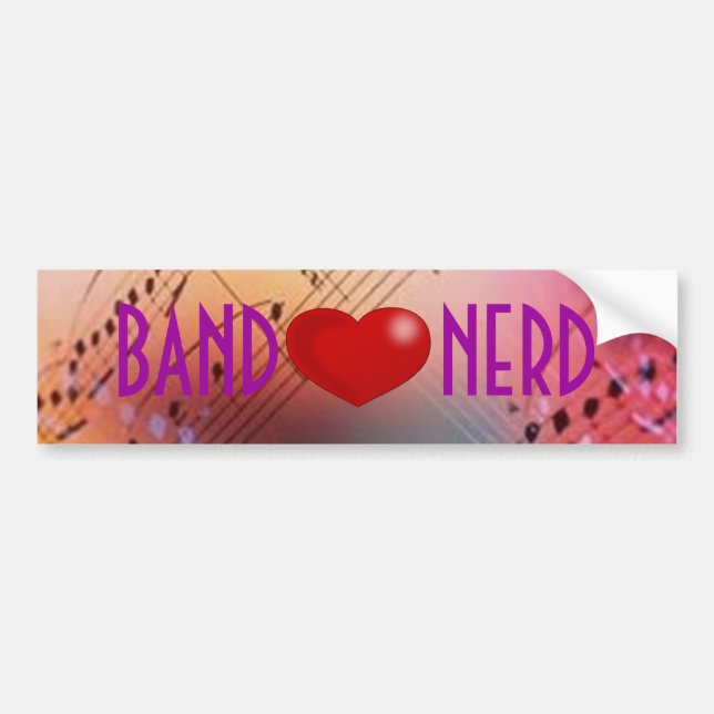 Band *heart* Nerd Bumper Sticker (Front)