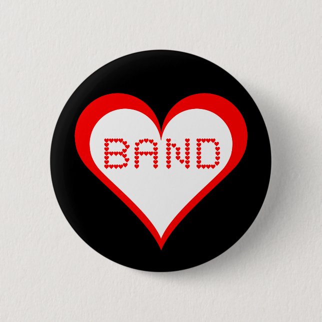 Band Hearts 2 Inch Round Button (Front)