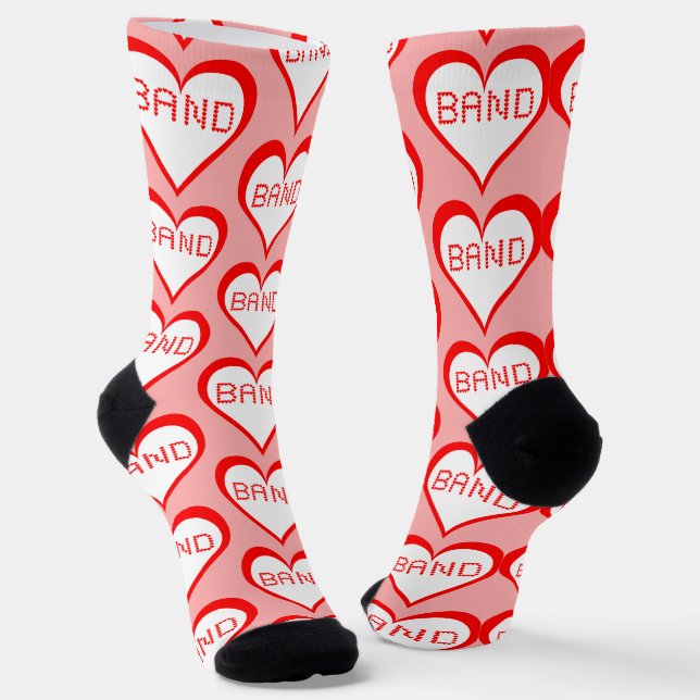 Band Hearts Crew Socks (Angled)