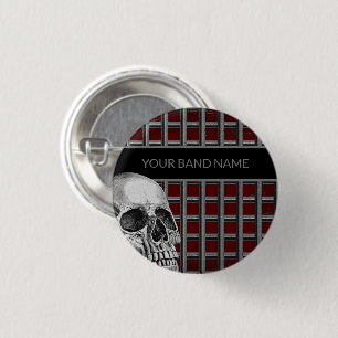 Band Merch Custom Name Skull Rock Roll Metal Music 1 Inch Round Button