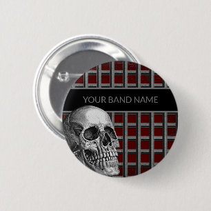 Band Merch Custom Name Skull Rock Roll Metal Music 2 Inch Round Button