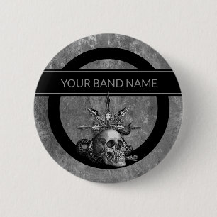 Band Merch Custom Name Skull Rock Roll Metal Music 2 Inch Round Button