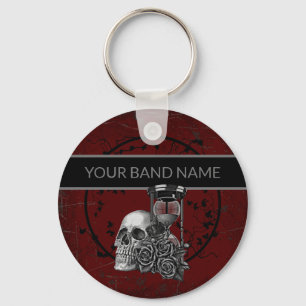 Band Merch Custom Name Skull Rose Rock Roll Music Keychain