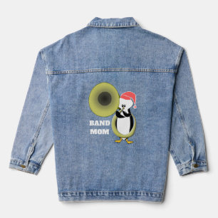 Band Mom Baby Penguin Playing Tuba Denim Jacket
