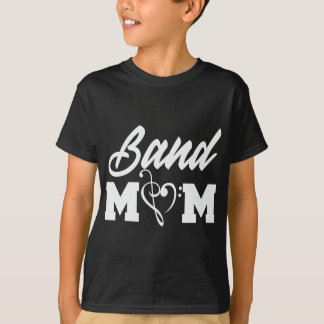 Band Mom Heart Treble Clef and Bass Clef Funny T-Shirt