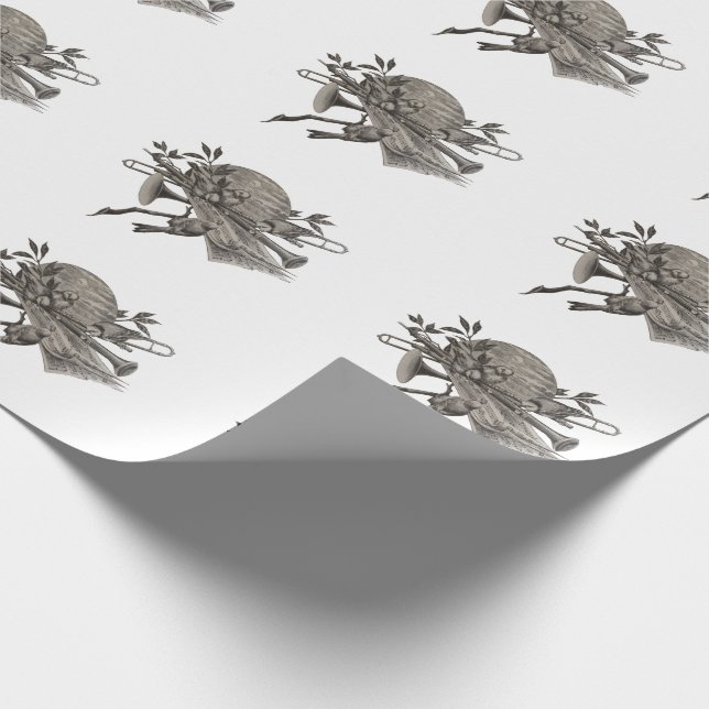 Band Music Instruments Vintage Sketch Musical Wrapping Paper (Corner)