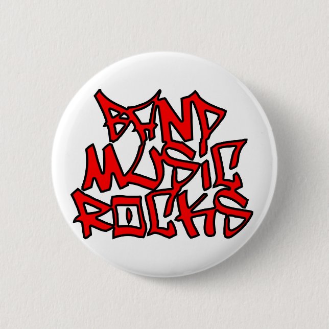 Band Music Rocks 2 Inch Round Button (Front)