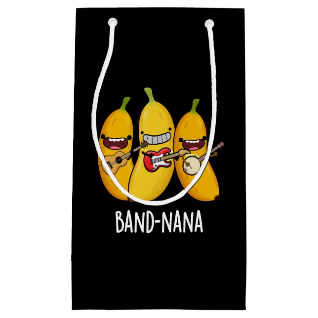 Band-nana Funny Fruit Banana Pun Dark BG Small Gift Bag (Front)