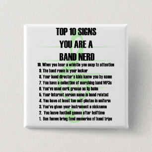Band Nerd Top 10 2 Inch Square Button