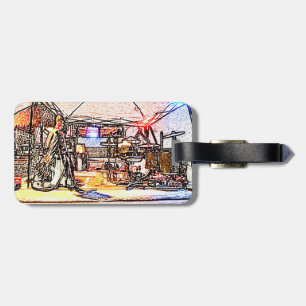 band on stage coloured pencil music themed design luggage tag