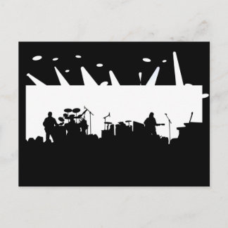 Band On Stage Concert Silhouette B&W Postcard
