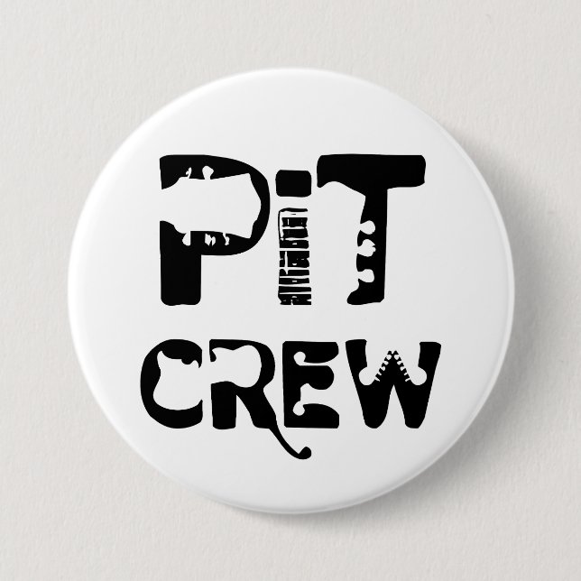 Band Pit Crew Musical Text 3 Inch Round Button (Front)