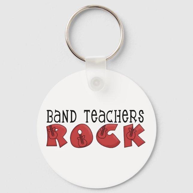 Band Teachers Rock Tshirts and Gifts Keychain (Front)