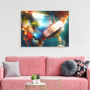 Bandage On a USA Map Canvas Print