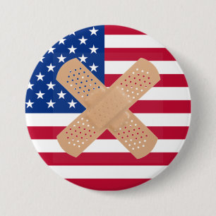 Bandaged American Flag 3 Inch Round Button