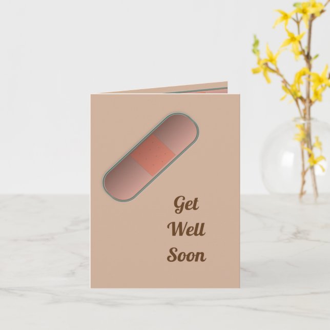 Bandaid Get Well Soon Customizable Text Card (Yellow Flower)