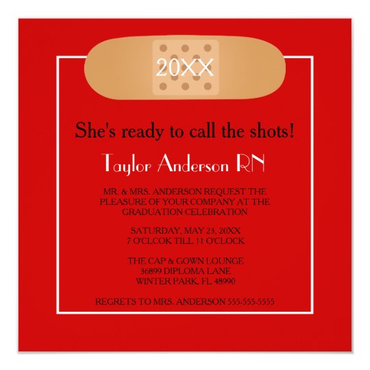 Bandaid Nursing School Graduation Invitation