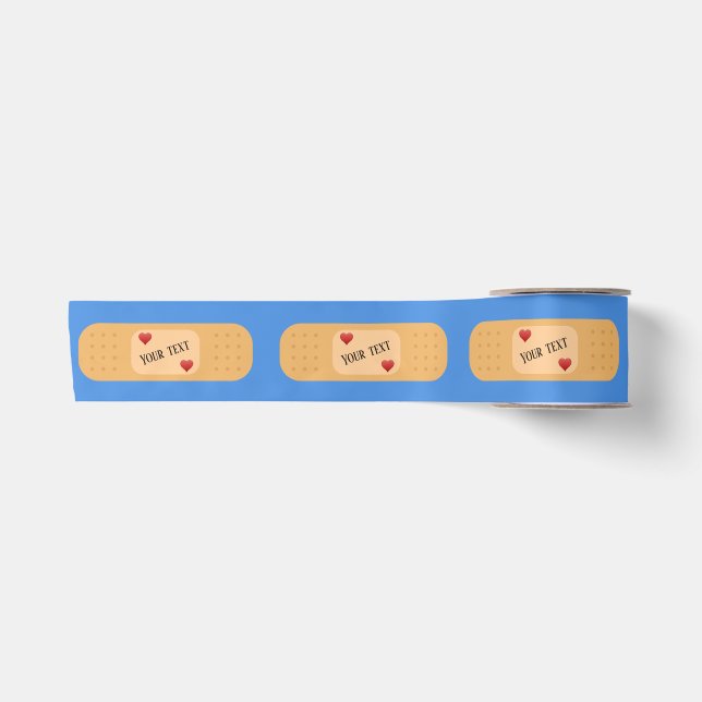 Bandaid patch plaster personalizable text  satin ribbon (Front)