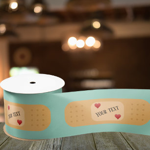 Bandaid patch plaster personalizable text  satin ribbon