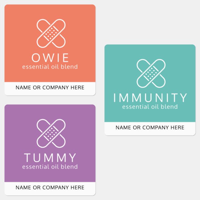 Bandaid RX Essential Oil Roller Bottle Labels (Group)