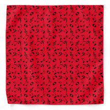 Black Angled Music Notes Motif on Red