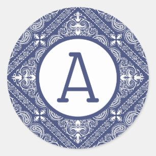 Bandana Bleu Personnaliser Sticker Rond Classique