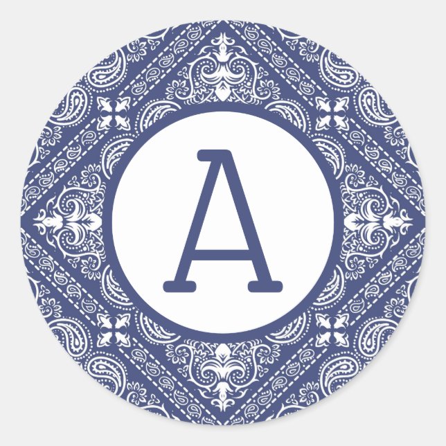 Bandana Bleu Personnaliser Sticker Rond Classique (Devant)